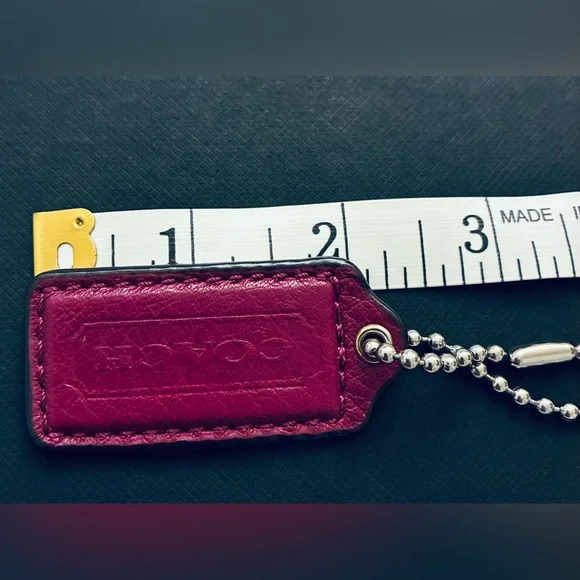 Coach Purple Leather Hangtag On Silver Ball Chain, 2.25” - Picture 3 of 3
